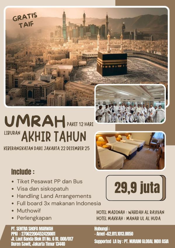 UMRAH HEMAT AKHIR TAHUN PLUS THAIF - NGIA TOUR TRAVEL 1